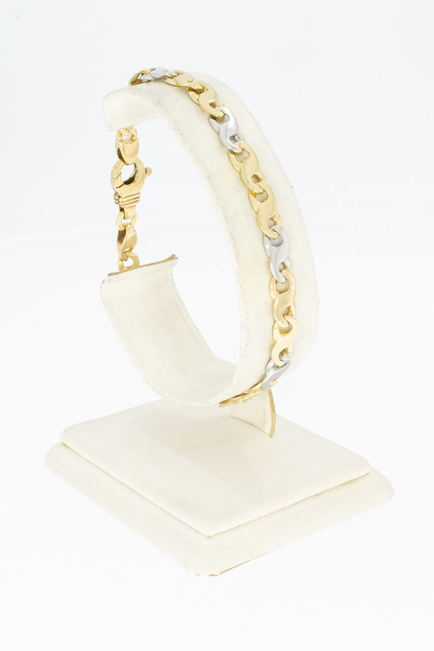 Bicolor Fantasy Gold Armband 14 Karat - 19,9 cm