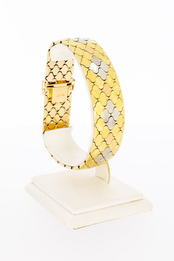 18 Karat Tricolor Vintage Gold Armband - 21 cm