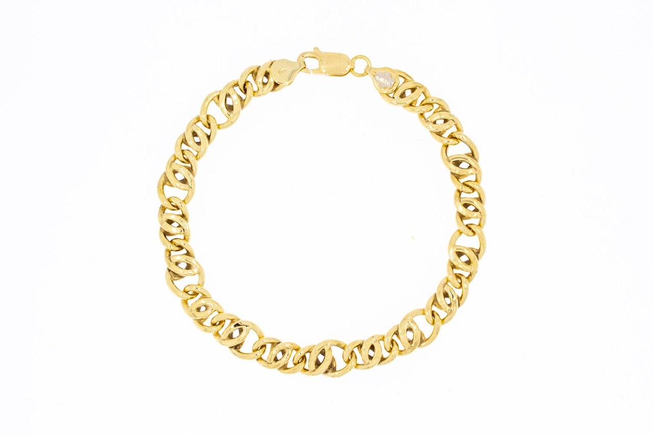 18 Karat goldene breite Falkenauge Armband - 22,2 cm