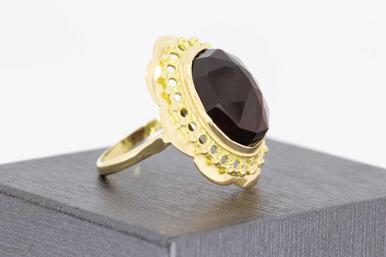 14 Karat Goldene Retro Granat Ring - 17,8 mm