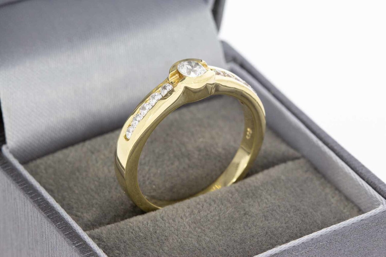 14 Karat gelb Gold Zirkonia Ring - 19,8 mm