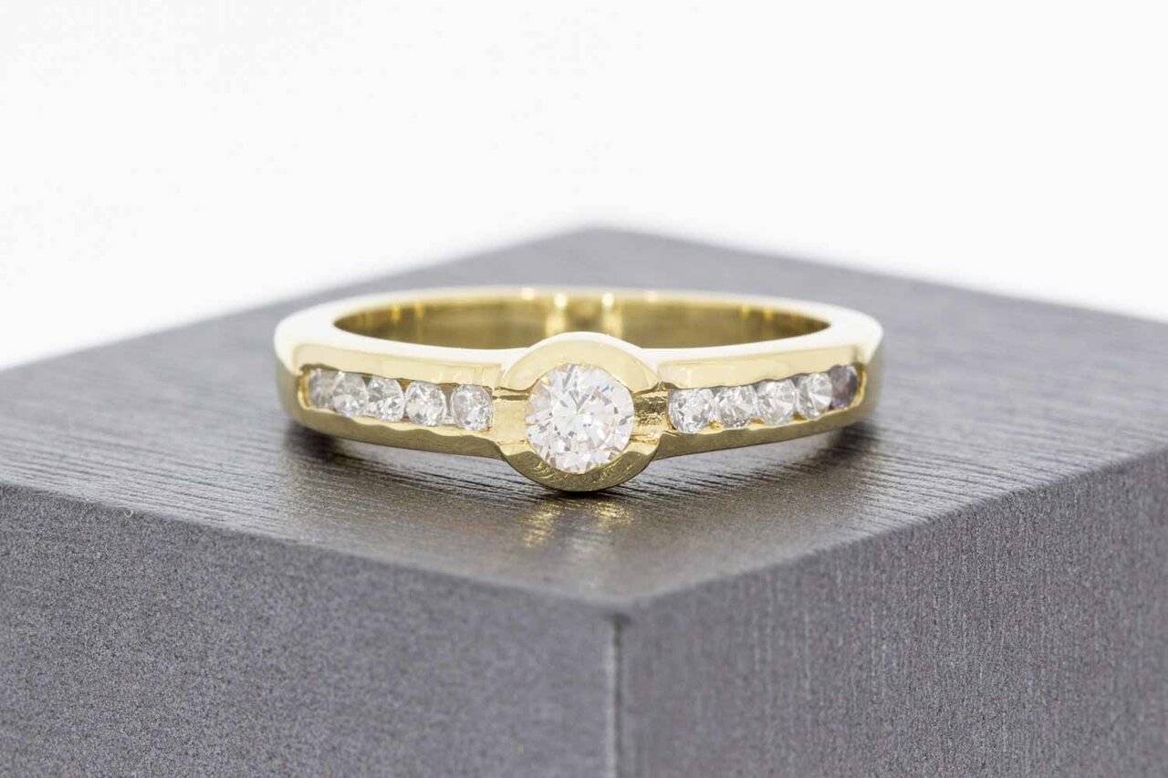 14 Karat gelb Gold Zirkonia Ring - 19,8 mm