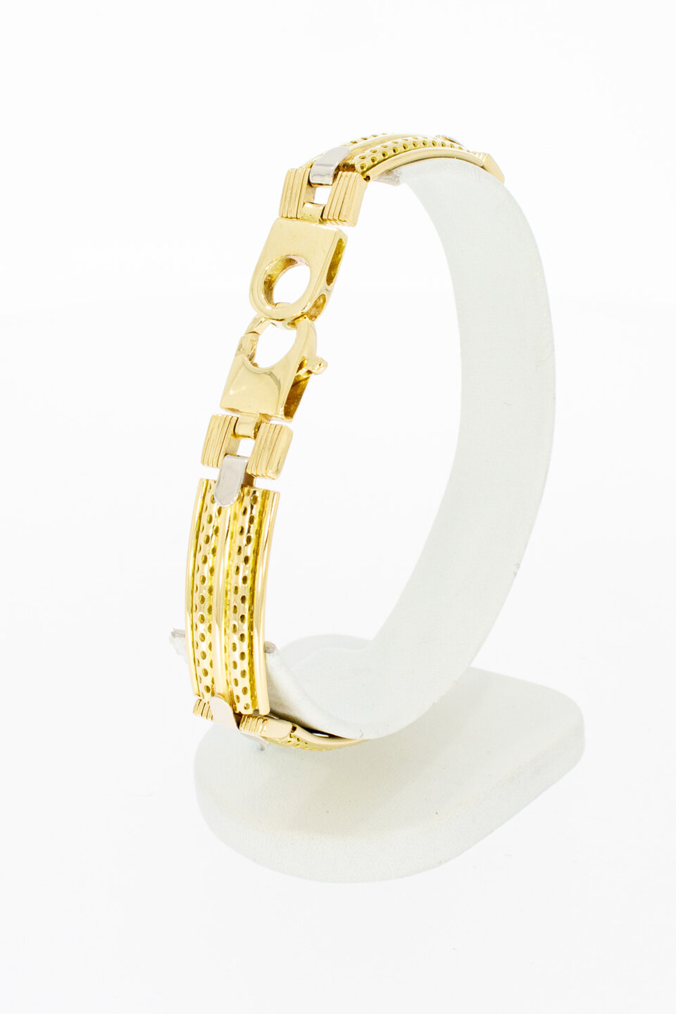 18 Karat bicolor Platten Armband - 22 cm