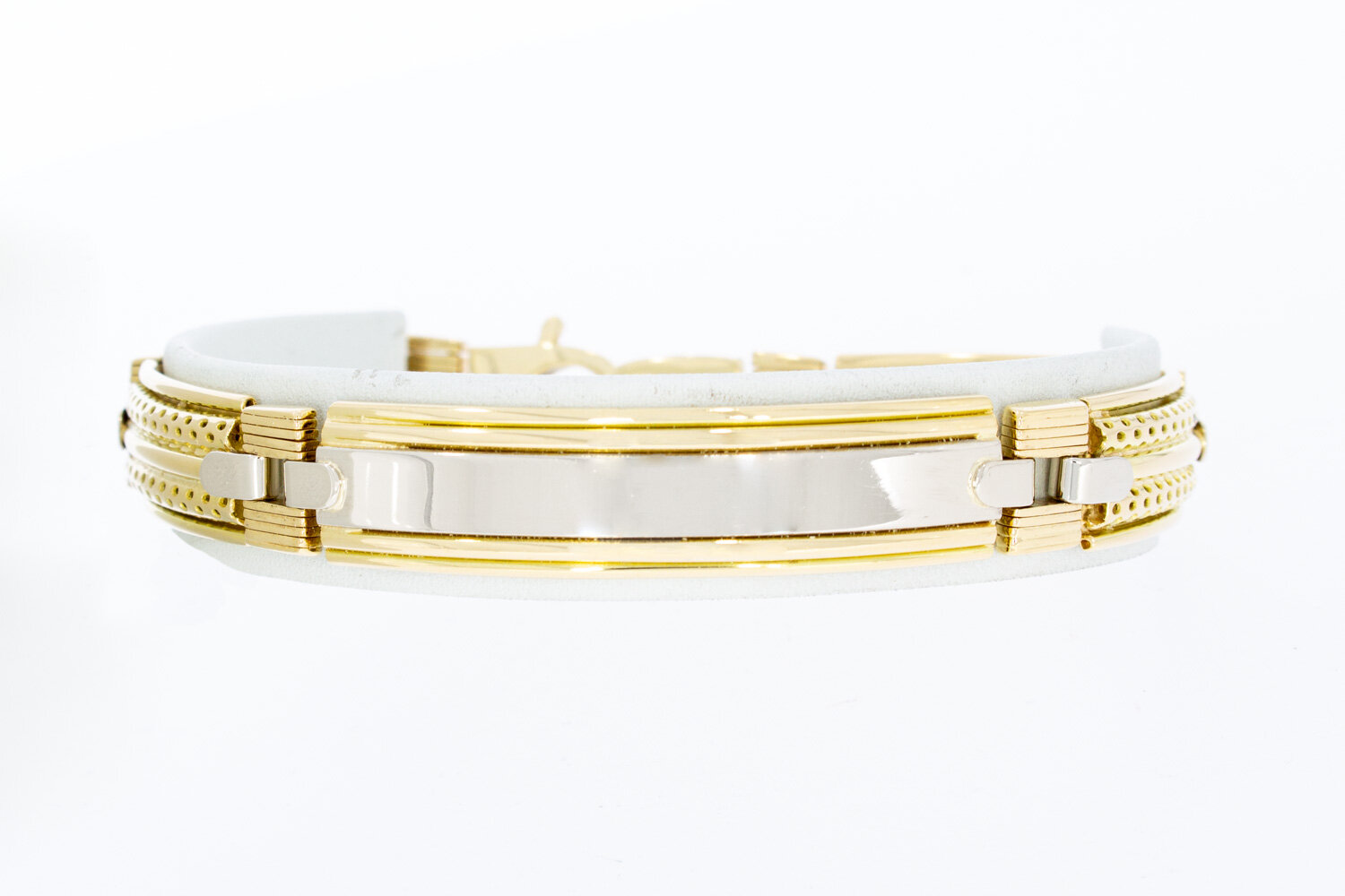 18 Karat bicolor Platten Armband - 22 cm