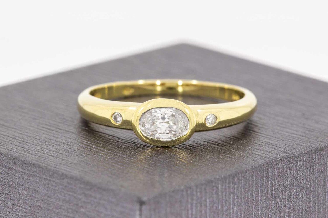 14 Karat goldener Solitrring mit Zirkonia - 19,4 mm