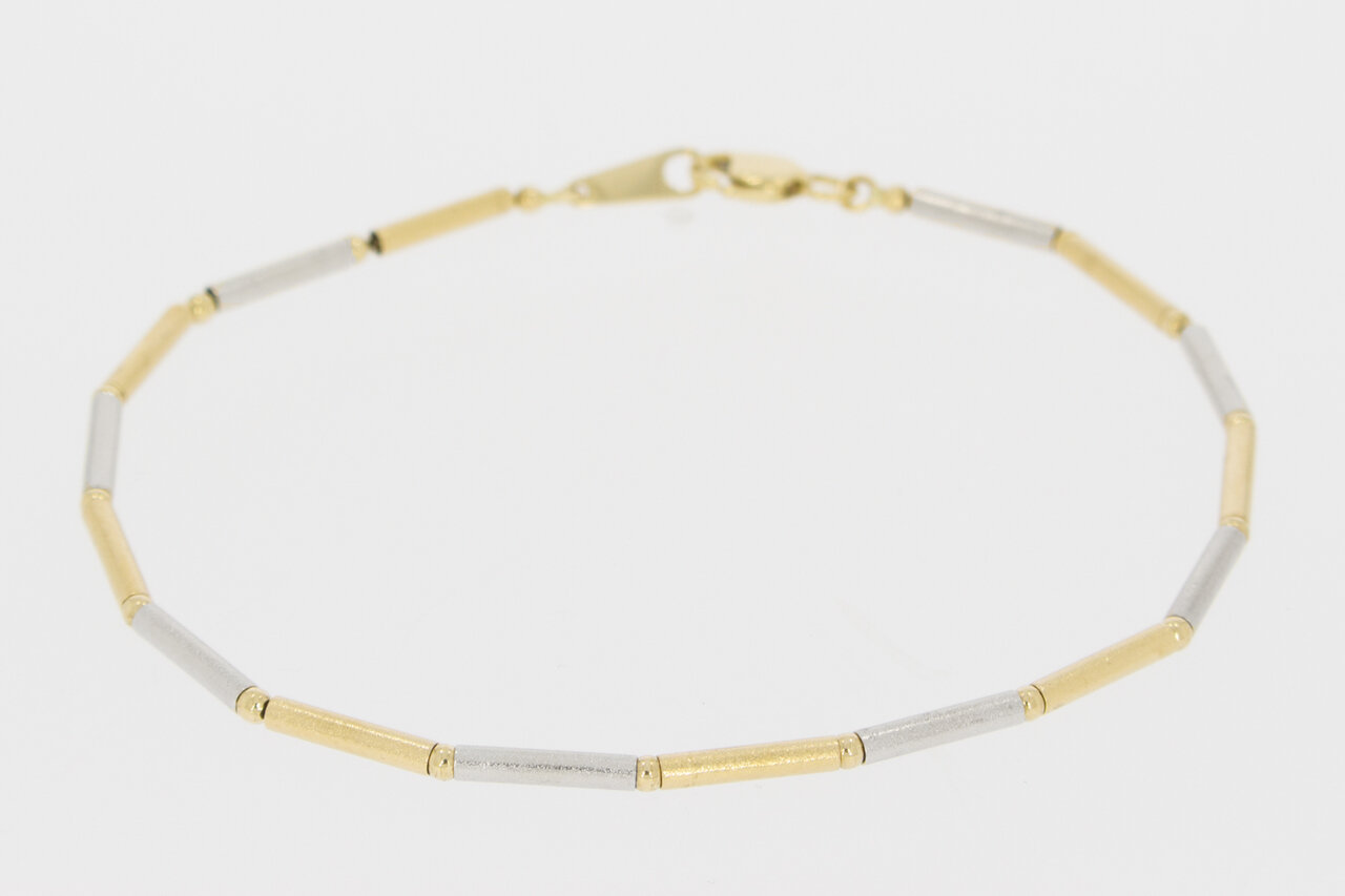 Bicolor 14 Karat Golbarren Armband - 21 cm