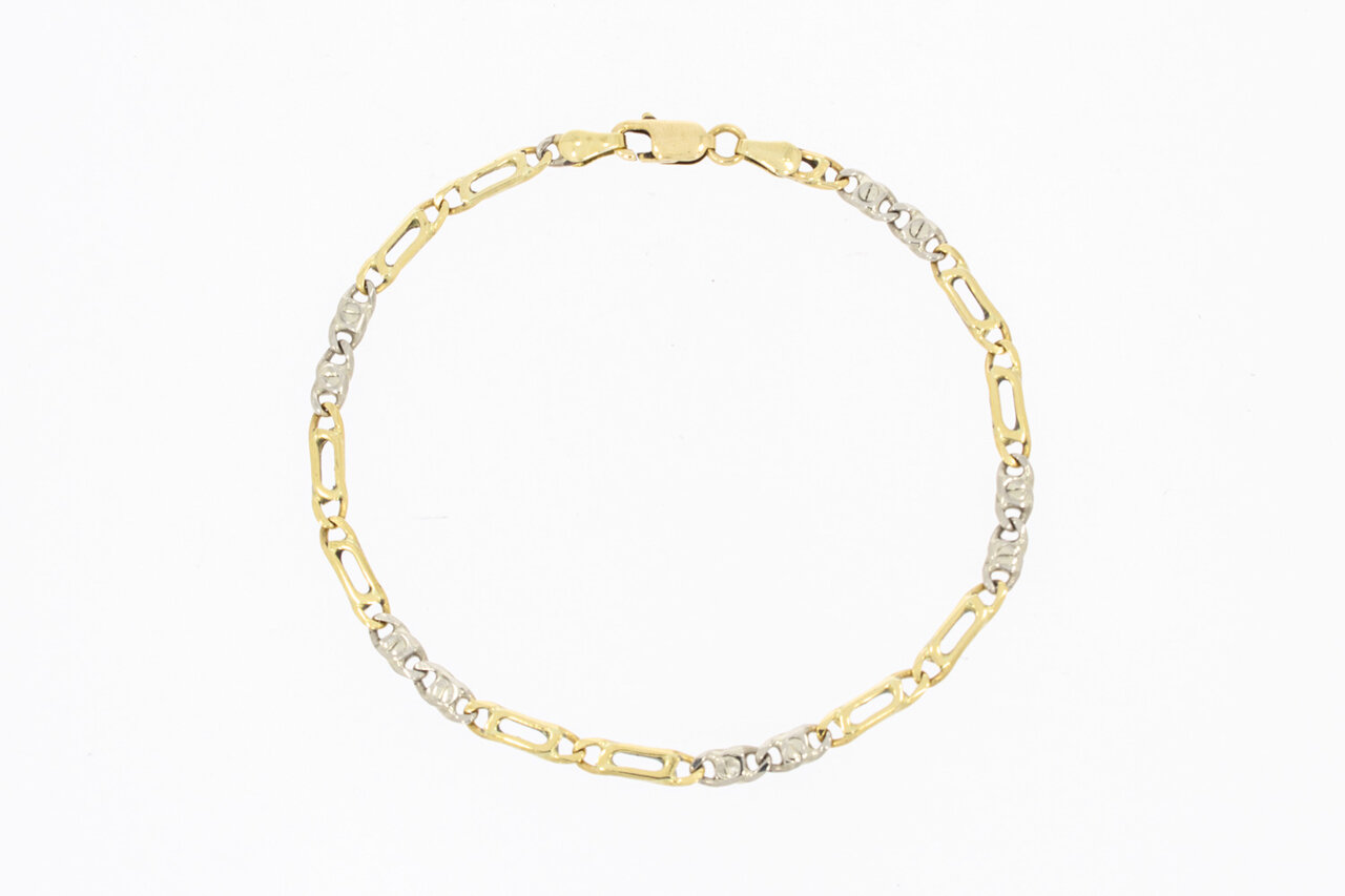 585 bicolor Gold Falkenauge Armband - 19,5 cm