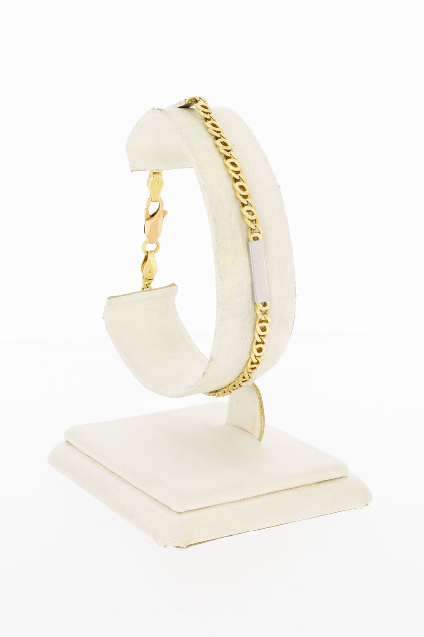 14 Karat bicolor Gold Falkenauge  Armband - 19,8 cm