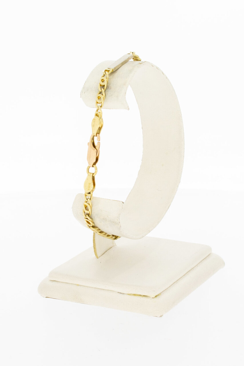 14 Karat bicolor Gold Falkenauge  Armband - 19,8 cm