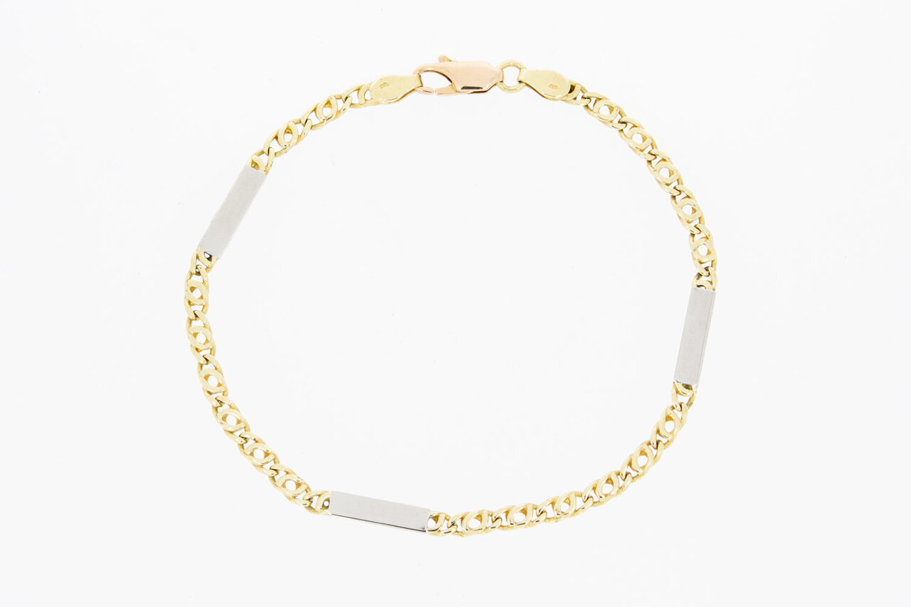 14 Karat bicolor Gold Falkenauge  Armband - 19,8 cm