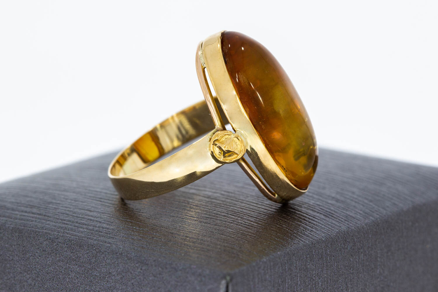 VintagevBernsteinring 14 Karat Gold - 16,1 mm