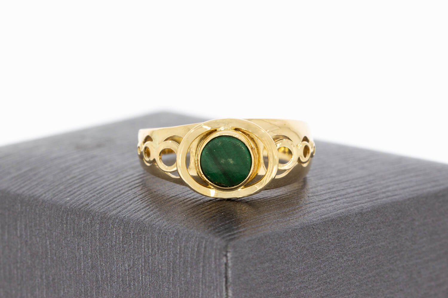 Vintage Malachit Ring 14 Karat Gold - 18,1 mm