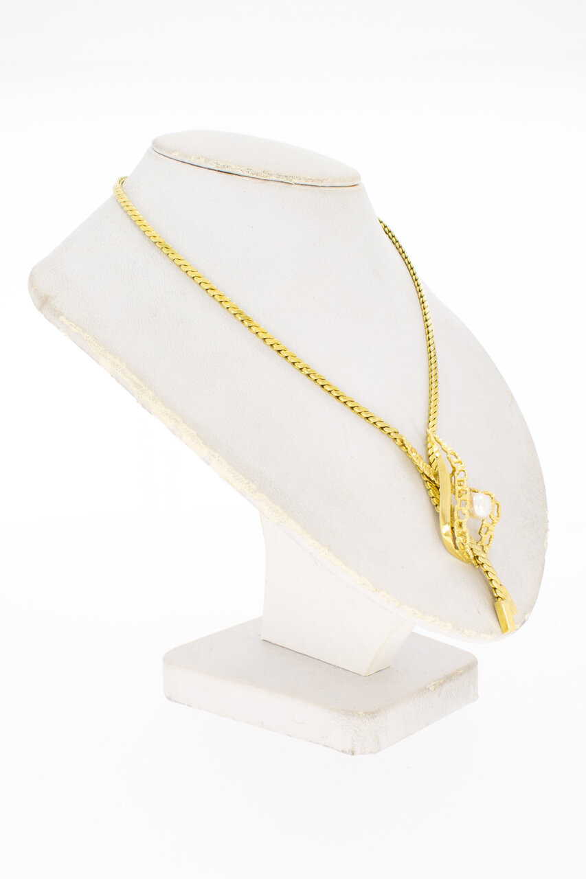 14 Karat Gelbgold Perlen Kette - 47 cm