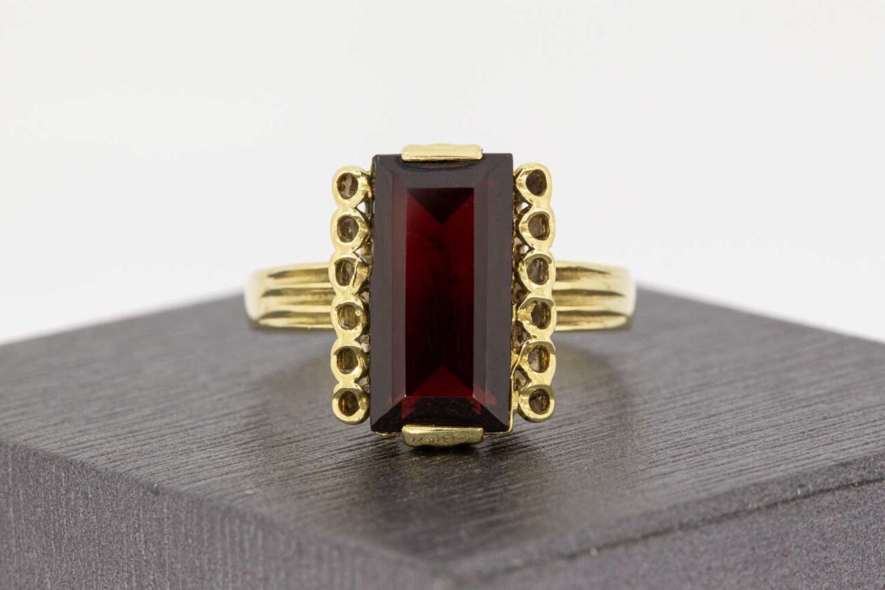 14 Karat gelb goldene Vintage Granat Ring - 19,1 mm