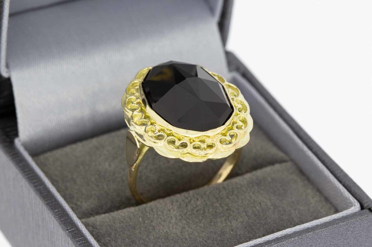 14 Karat gelb Gold Vintage Granat Ring - 17,9 mm