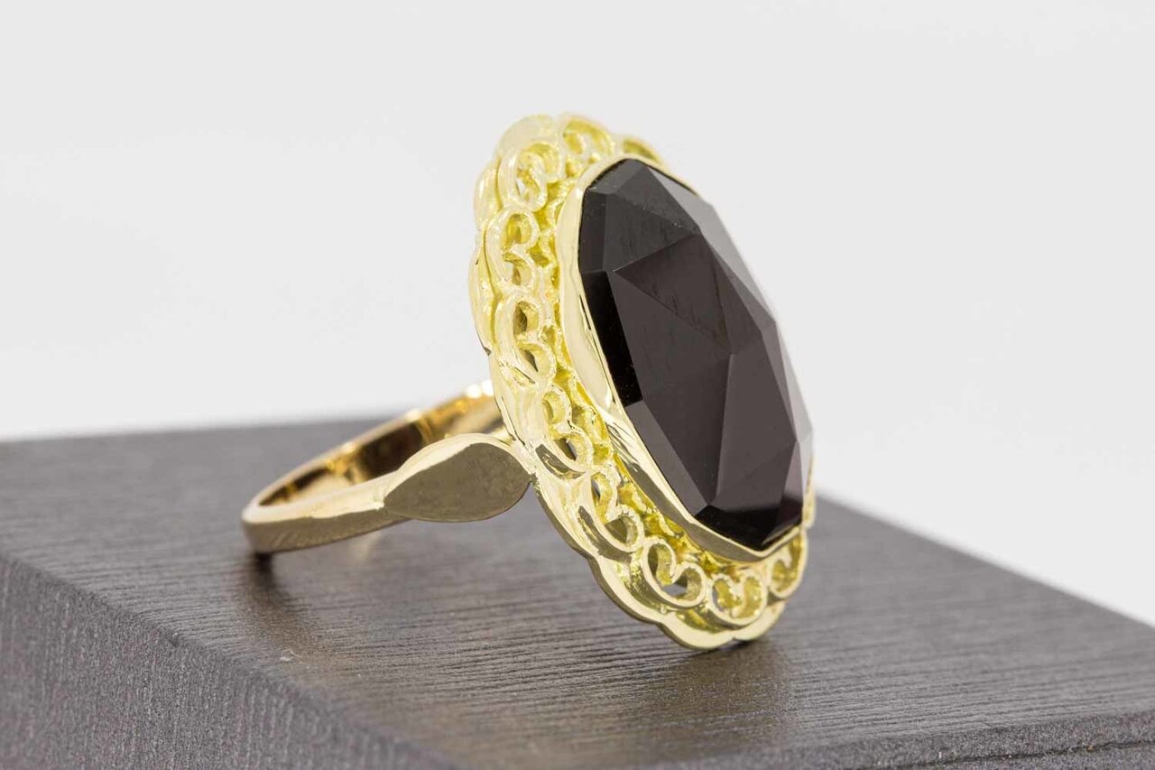 14 Karat gelb Gold Vintage Granat Ring - 17,9 mm