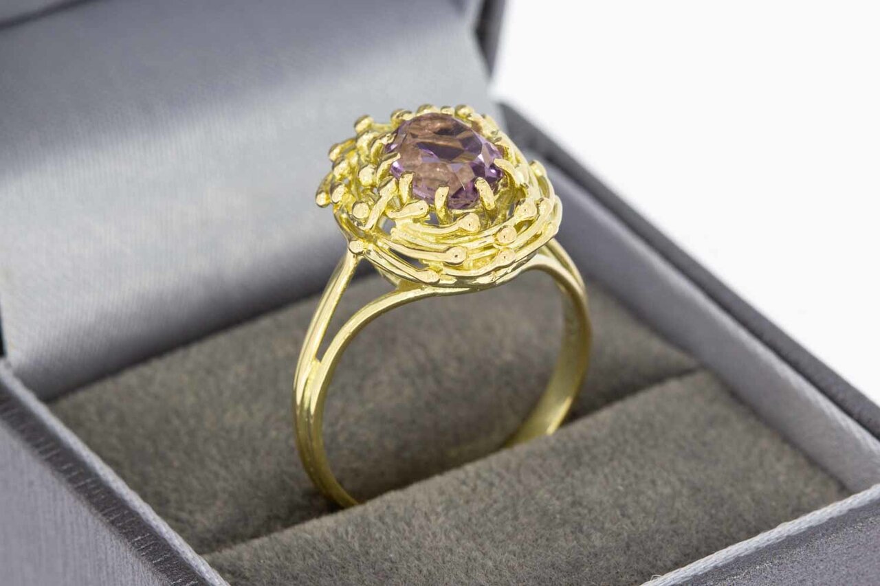 Vintage 14 Karat goldener Amethystring - 18,6 mm