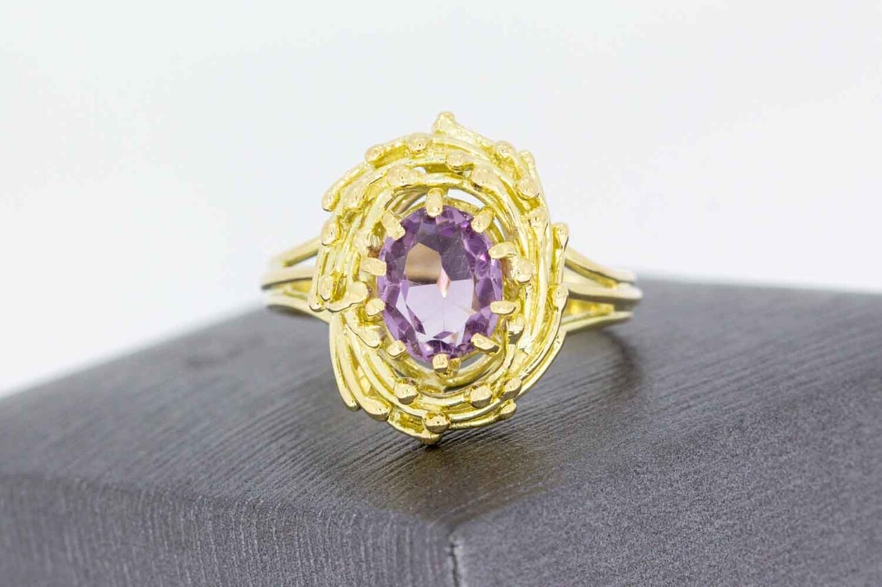 Vintage 14 Karat goldener Amethystring - 18,6 mm