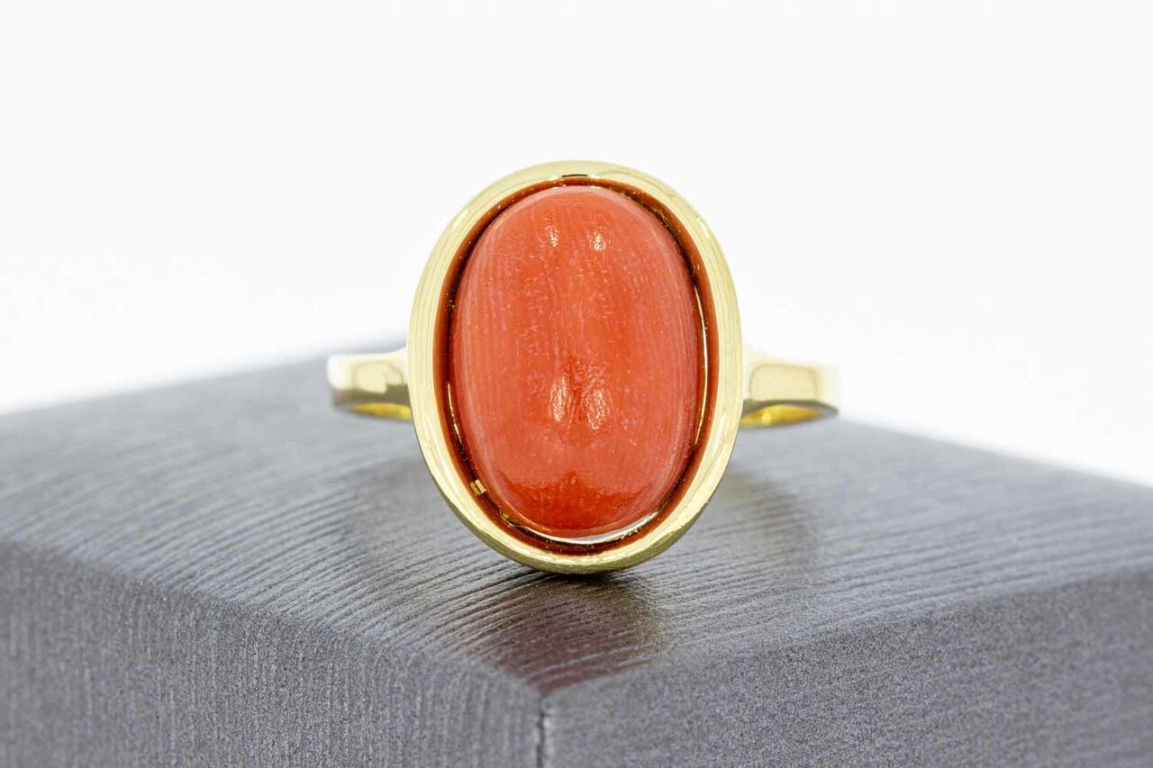 14 Karat Vintage Gold Ring mit rote Koralle - 19,4 mm