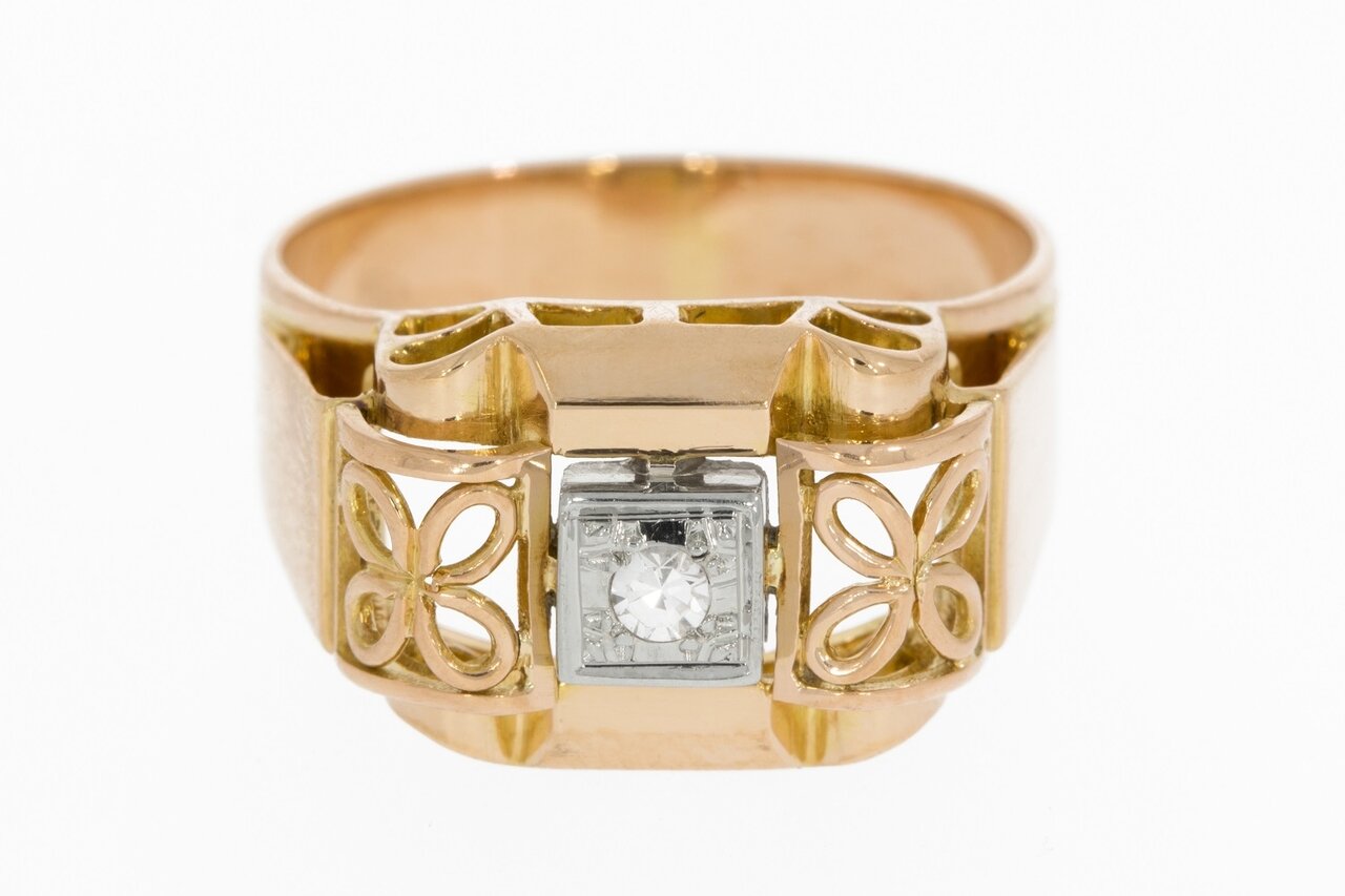 18 Karat Pinky Goldring mit Diamant - 16,7 mm