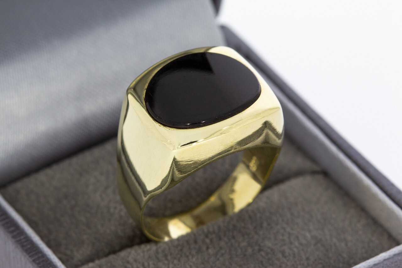 14 Karat Gold Siegelring mit Onyx - 18,9 mm