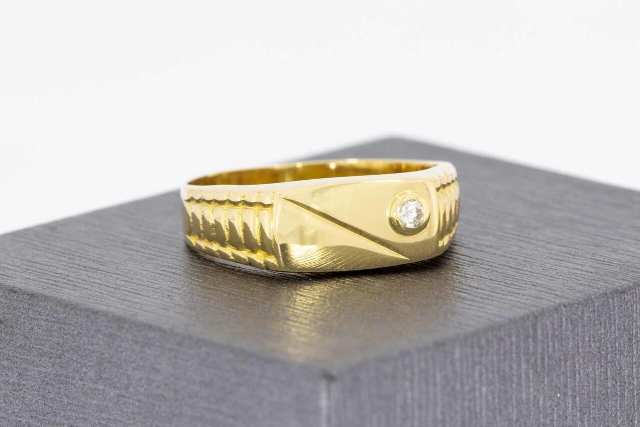 18 Karat Goldene Statement Ring mit Zirkonia - 18,9 mm