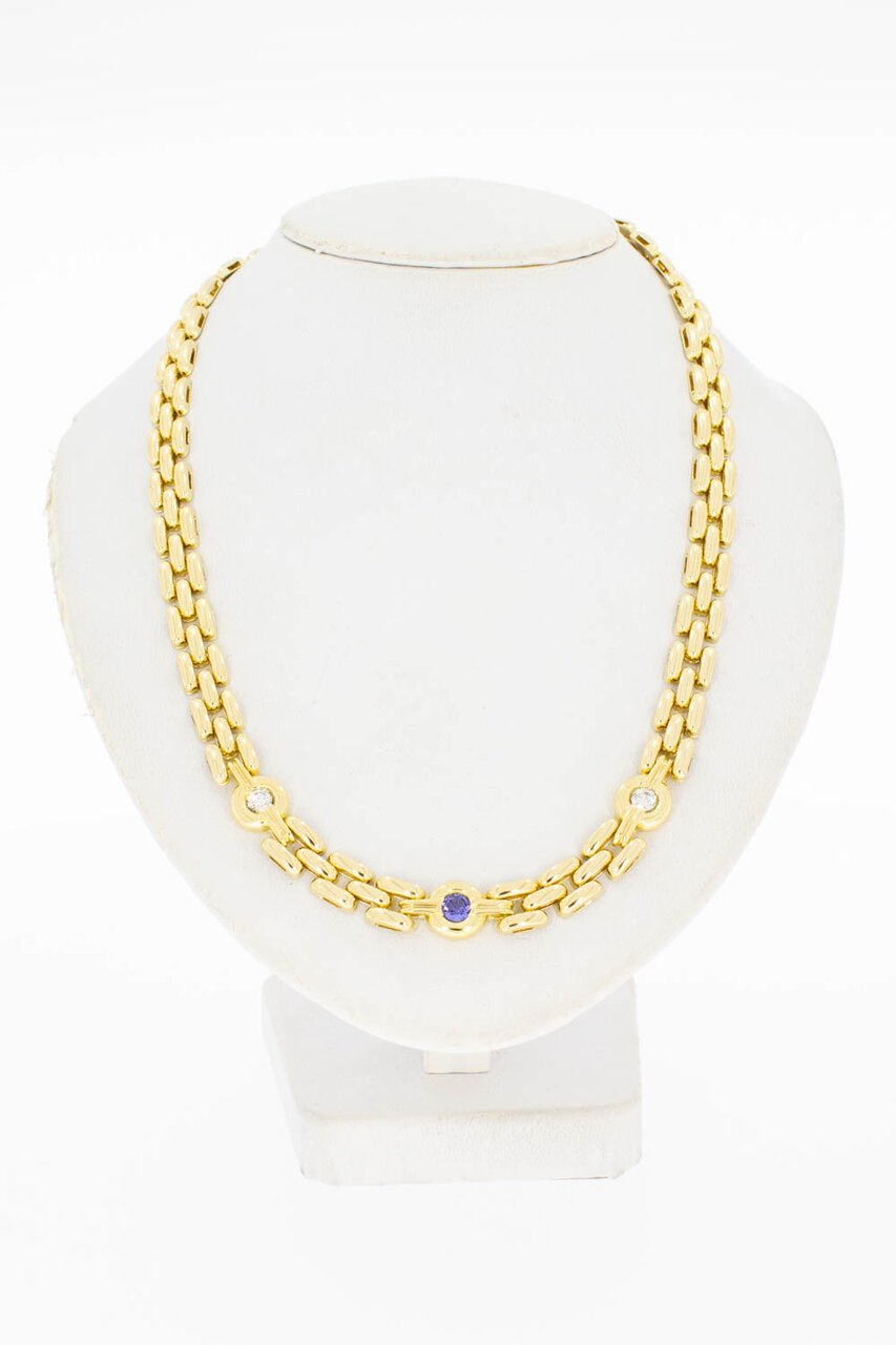 18 Karat Edelstein Goldkette - 44 cm