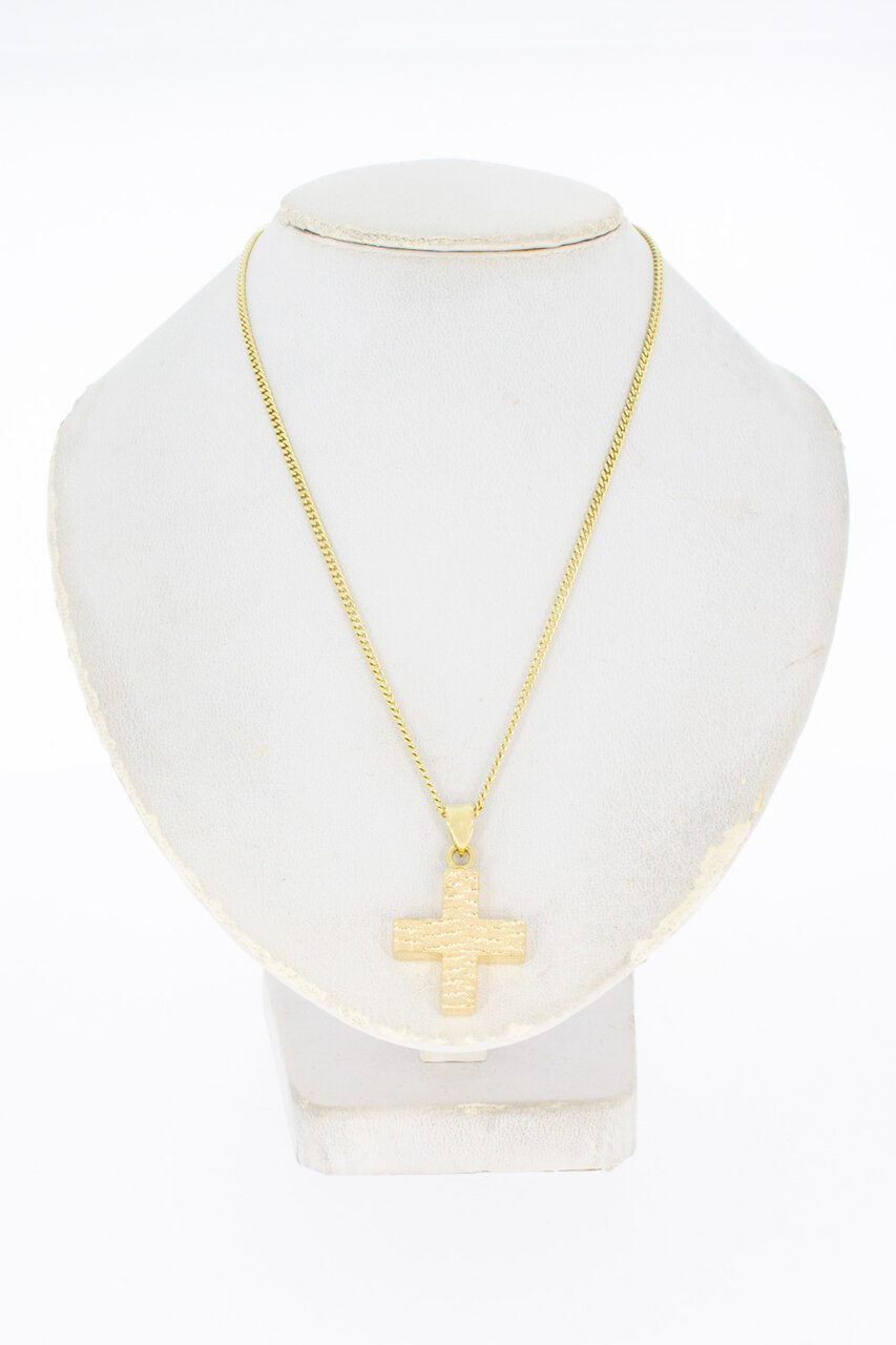 14 Karat Goldkreuz Ketten Anhänger - 2,1 cm