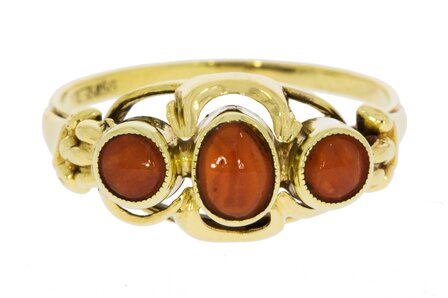 14 karaat gouden ring met Bloedkoraal - 18,8