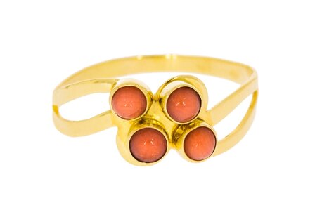 14 Karaat gouden Vintage ring met Bloedkoraal - 16,9