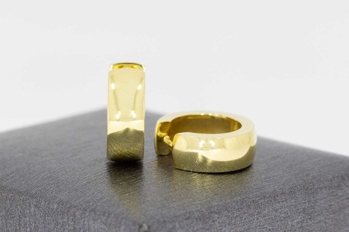 14 Karat gelb goldene Klapp Kreolen - Durchmesser 14,1 mm