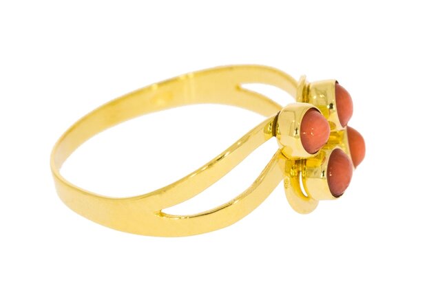 14 Karaat gouden Vintage ring met Bloedkoraal - 16,9