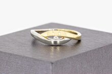 14 Karaat bicolor gouden ring met Diamant - 17,9 mm