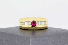 585 Edelstein Goldring mit Diamant - 19 mm