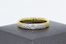 18 Karat Goldring mit Diamant (total 0.17 ct) - 20,7 mm