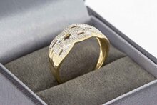 Gevlochten 14 karaat gouden Bandring met Diamant - 18,7 mm