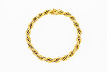 18 Karaat bicolor gouden Koord armband - 20,3 cm