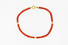 Rotes Korallenarmband 14 Karat Gold - 16,7 cm