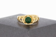 14 Karaat gouden Vintage Malachiet ring - 18,1 mm