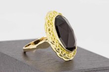 14 Karaat geel gouden Retro ring met Granaat - 17,9 mm