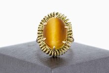 Vintage Tigerauge Ring 18 Karat Gold - 17,9 mm