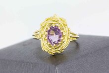 Vintage 14 Karaat gouden Amethist ring - 18,6 mm