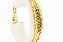 Geflochtenes Armband aus 14 Karat Gold mit Saphir - 19 cm