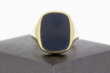 Siegelring 14 Karat Gold mit blauem Schichtstein - 20,9 mm