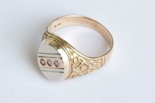 585 bicolor Gold Statement Ring - 20 mm