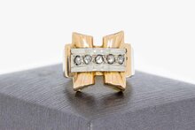 Tricolor 18 Karat Gold Vintage Diamant Ring - 16,9 mm