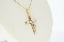 Bicolor Kreuz 14 Karat Gold - 5,4 cm