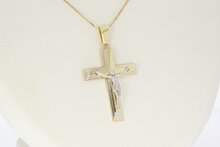 Bicolor Kreuz 14 Karat Gold - 5,4 cm