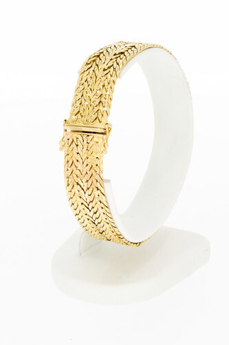 14 Karat Gold breites geflochtenes Armband - 18,5 cm