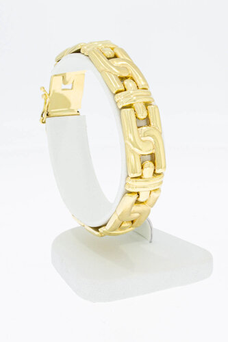 14 Karat Goldene breite Fantasy Gliederarmband - 17,9 cm